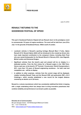 Renault Fait Son Grand Retour Au Goodwood Festival of Speed