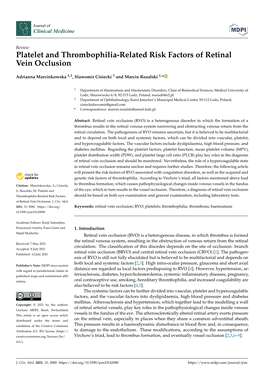 Platelet and Thrombophilia-Related Risk Factors of Retinal Vein Occlusion