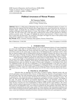 Political Awareness of Moran Women