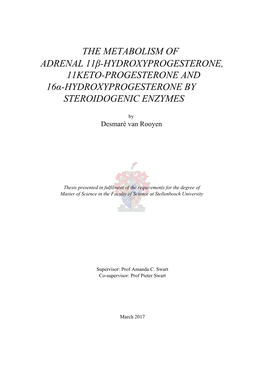 The Metabolism of Adrenal 11Β-Hydroxyprogesterone, 11Keto-Progesterone and 16Α-Hydroxyprogesterone by Steroidogenic Enzymes