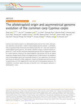 The Allotetraploid Origin and Asymmetrical Genome Evolution of the Common Carp Cyprinus Carpio