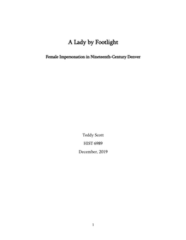 A Lady by Footlight: Female Impersonation in Nineteenth