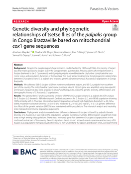 Genetic Diversity and Phylogenetic Relationships of Tsetse Flies of The