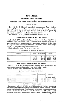 New Mexico. Triangulation Stations