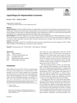 Liquid Biopsy for Hepatocellular Carcinoma