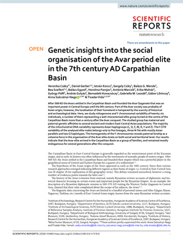 Genetic Insights Into the Social Organisation of the Avar Period Elite