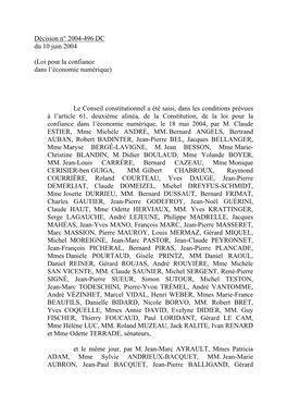 Décision N° 2004-496 DC Du 10 Juin 2004 (Loi Pour La Confiance Dans L