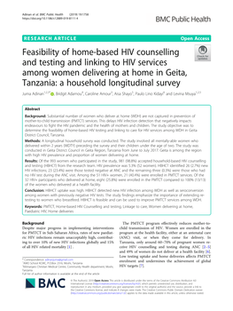 Feasibility of Home-Based HIV Counselling and Testing and Linking