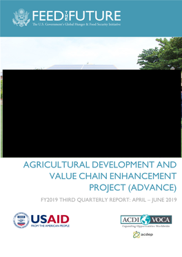 Agricultural Development and Value Chain Enhancement Project (Advance) Fy2019 Third Quarterly Report: April – June 2019 Usaid’S Advance Project Fy19 Q2 Report