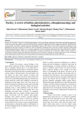 Parsley: a Review of Habitat, Phytochemistry, Ethnopharmacology and Biological Activities