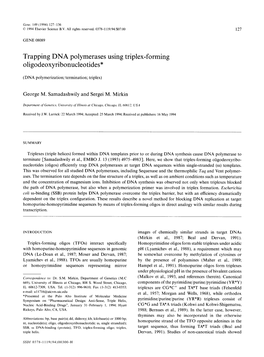 Trapping DNA Polymerases Using Triplex-Forming Oligodeoxyribonucleotides*