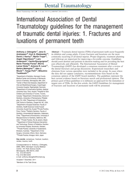 1. Fractures and Luxations of Permanent Teeth