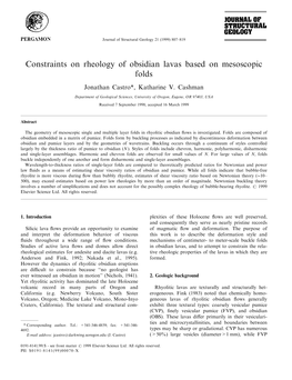 Constraints on Rheology of Obsidian Lavas Based on Mesoscopic Folds