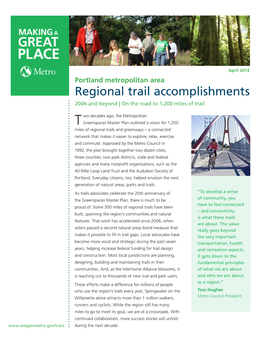 Regional Trails Accomplishments Report 2013 May