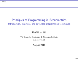 Principles of Programming in Econometrics Introduction, Structure, and Advanced Programming Techniques