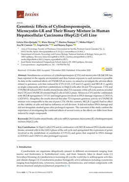 Genotoxic Effects of Cylindrospermopsin