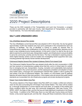 2020 Project Descriptions