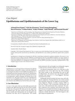 Lipoblastoma and Lipoblastomatosis of the Lower Leg