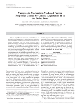 Vasopressin Mechanism–Mediated Pressor Responses Caused by Central Angiotensin II in the Ovine Fetus