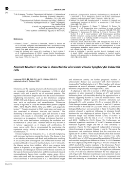 Aberrant Telomere Structure Is Characteristic of Resistant Chronic Lymphocytic Leukaemia Cells