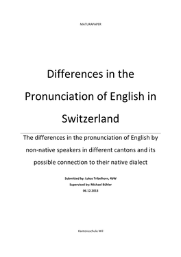 Differences in the Pronunciation of English in Switzerland