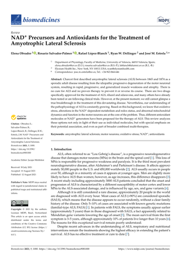 NAD+ Precursors and Antioxidants for the Treatment of Amyotrophic Lateral Sclerosis