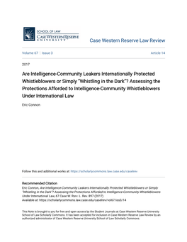 Are Intelligence-Community Leakers Internationally Protected