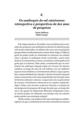 Os Sambaquis Do Sul Catarinense: Retrospectiva E Perspectivas De Dez Anos De Pesquisas