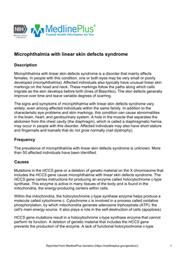 Microphthalmia with Linear Skin Defects Syndrome