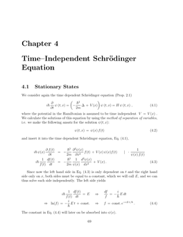 Chapter 4 Time–Independent Schrödinger Equation