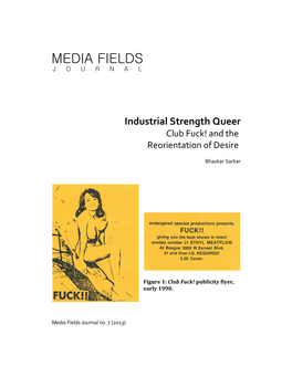 Industrial Strength Queer: Club Fuck and the Reorientation of Desire
