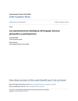 Las Representaciones Ideológicas Del Lenguaje: Discurso Glotopolítico Y Panhispanismo
