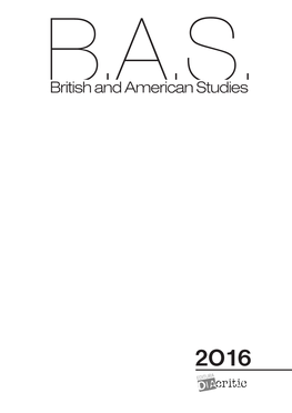 2O16 a Journal of the Romanian Society of English and American Studies