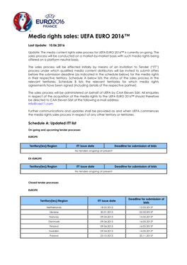 Media Rights Sales: UEFA EURO 2016™