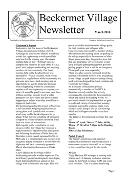 Beckermet Village Newsletter March 2018