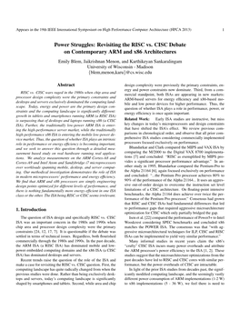 Power Struggles: Revisiting the RISC Vs. CISC Debate On