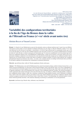 Variabilité Des Configurations Territoriales À La Fin De L'âge Du