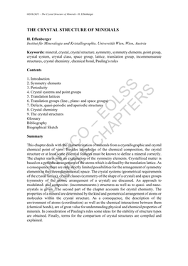 The Crystal Structure of Minerals - H