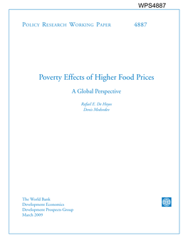 Changing Food Prices Can Affect Both Poverty and Inequality Through