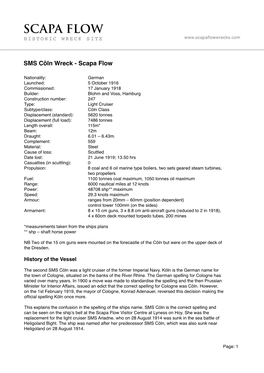 SMS Cöln Wreck - Scapa Flow