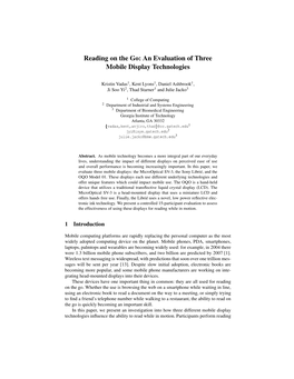 Reading on the Go: an Evaluation of Three Mobile Display Technologies
