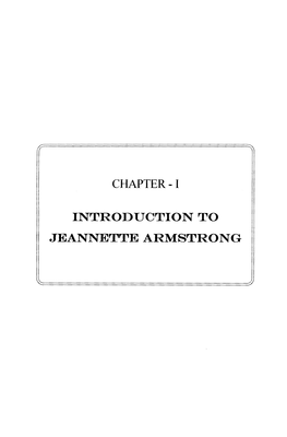 Introduction to Jeannette Armstrong Chapter -1