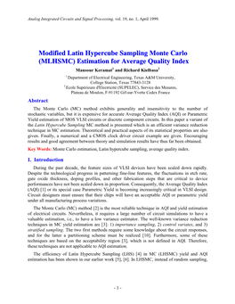 Modified Latin Hypercube Sampling Monte Carlo