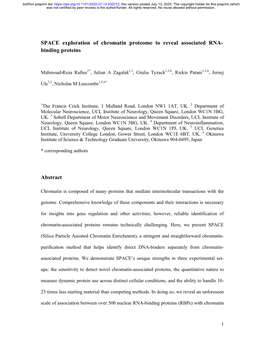 SPACE Exploration of Chromatin Proteome to Reveal Associated RNA- Binding Proteins