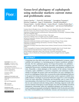Genus-Level Phylogeny of Cephalopods Using Molecular Markers: Current Status and Problematic Areas