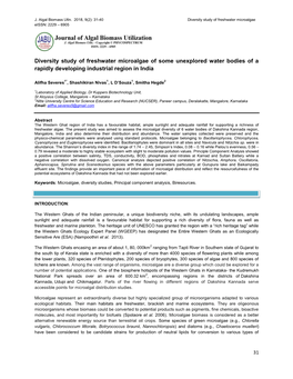 Diversity Study of Freshwater Microalgae of Some Unexplored Water Bodies of a Rapidly Developing Industrial Region in India