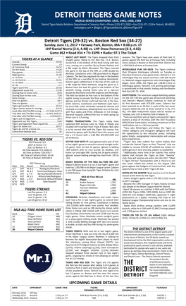 6.11 Tigers Game Notes.Pdf