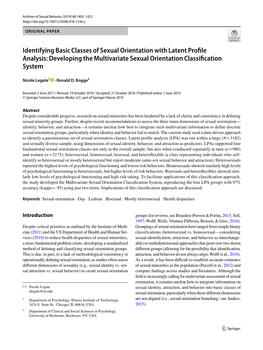 Identifying Basic Classes of Sexual Orientation with Latent Profile Analysis