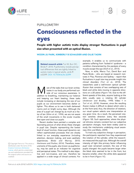 Consciousness Reflected in the Eyes People with Higher Autistic Traits Display Stronger Fluctuations in Pupil Size When Presented with an Optical Illusion