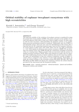 Orbital Stability of Coplanar Two-Planet Exosystems with High Eccentricities